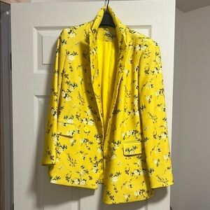 Alice + Olivia Yellow Blazer with Whimsical Print